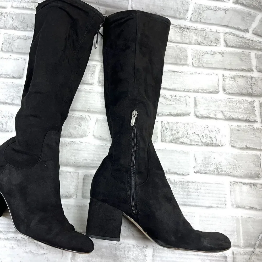 Sam Edelman Vinney Women's Size 8.5 Black Round Toe Stretch Knee High Boots